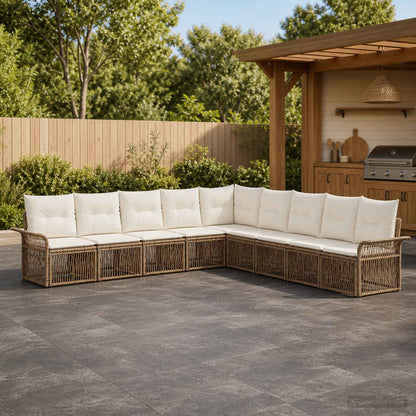 Set Divano da Giardino 9 pcs Beige polyrattan | homemem39