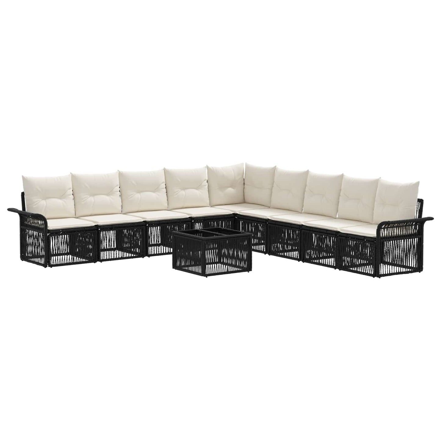 Set Divano da Giardino 10 pcs Nero polyrattan | homemem39