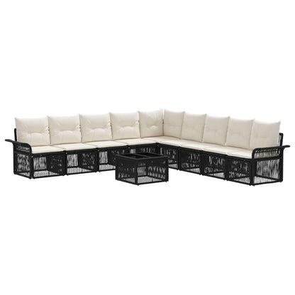 Set Divano da Giardino 10 pcs Nero polyrattan | homemem39