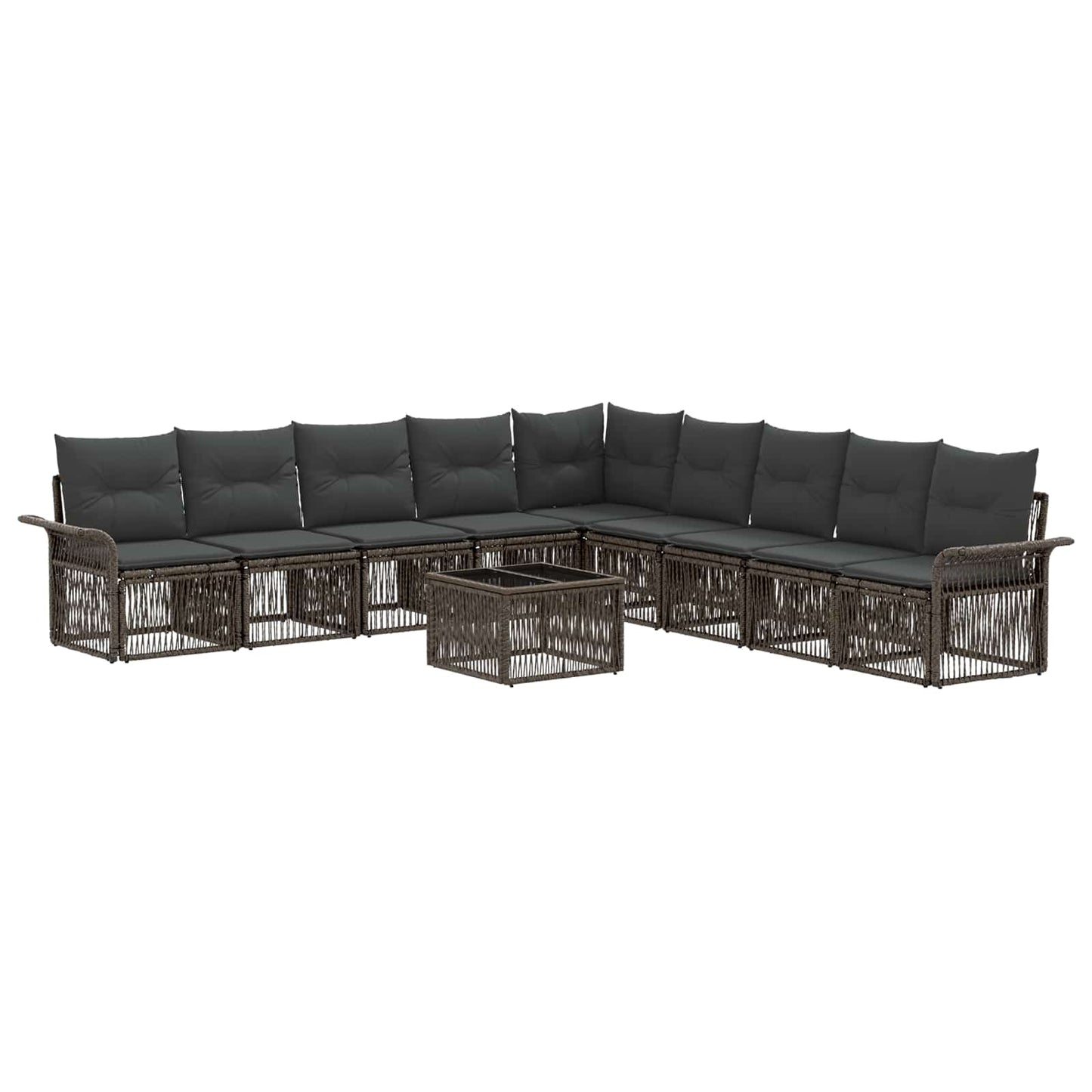 Set Divano da Giardino 10 pcs Grigio polyrattan | homemem39