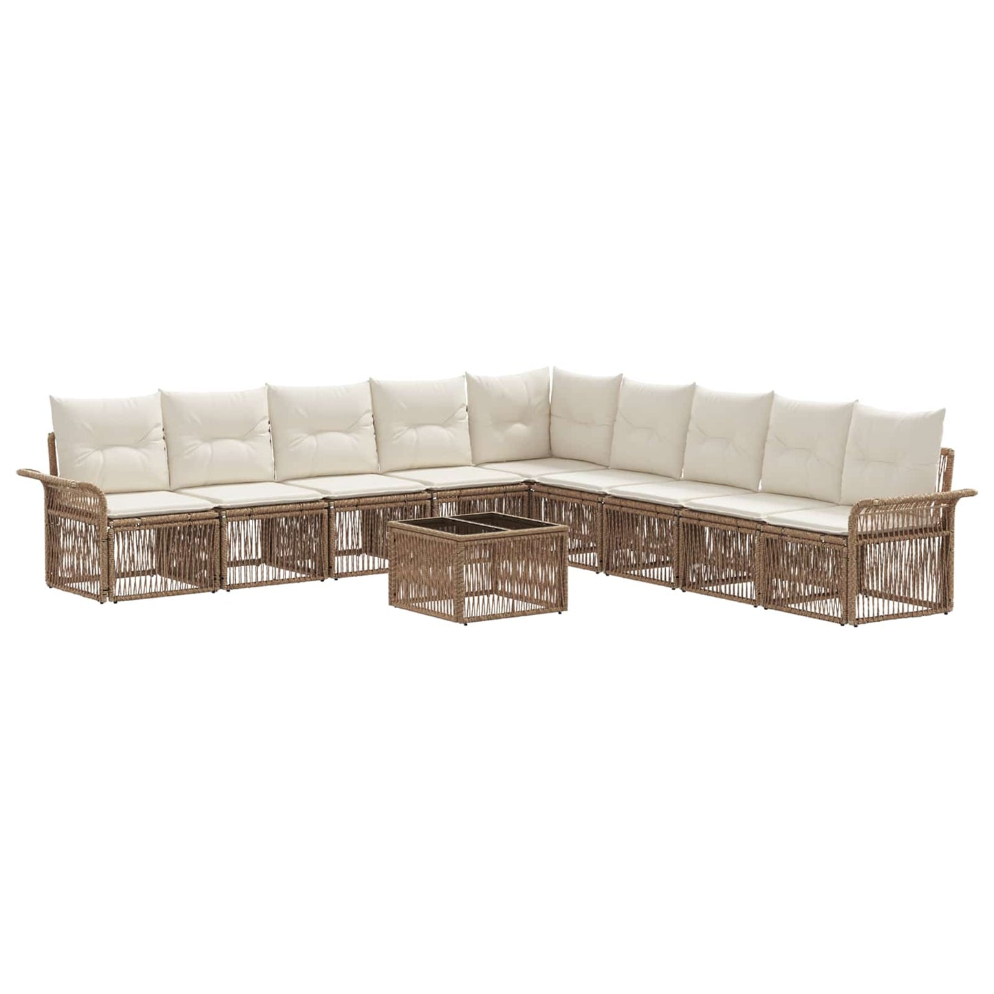 Set Divano da Giardino 10 pcs Beige polyrattan | homemem39