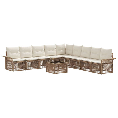 Set Divano da Giardino 10 pcs Beige polyrattan | homemem39