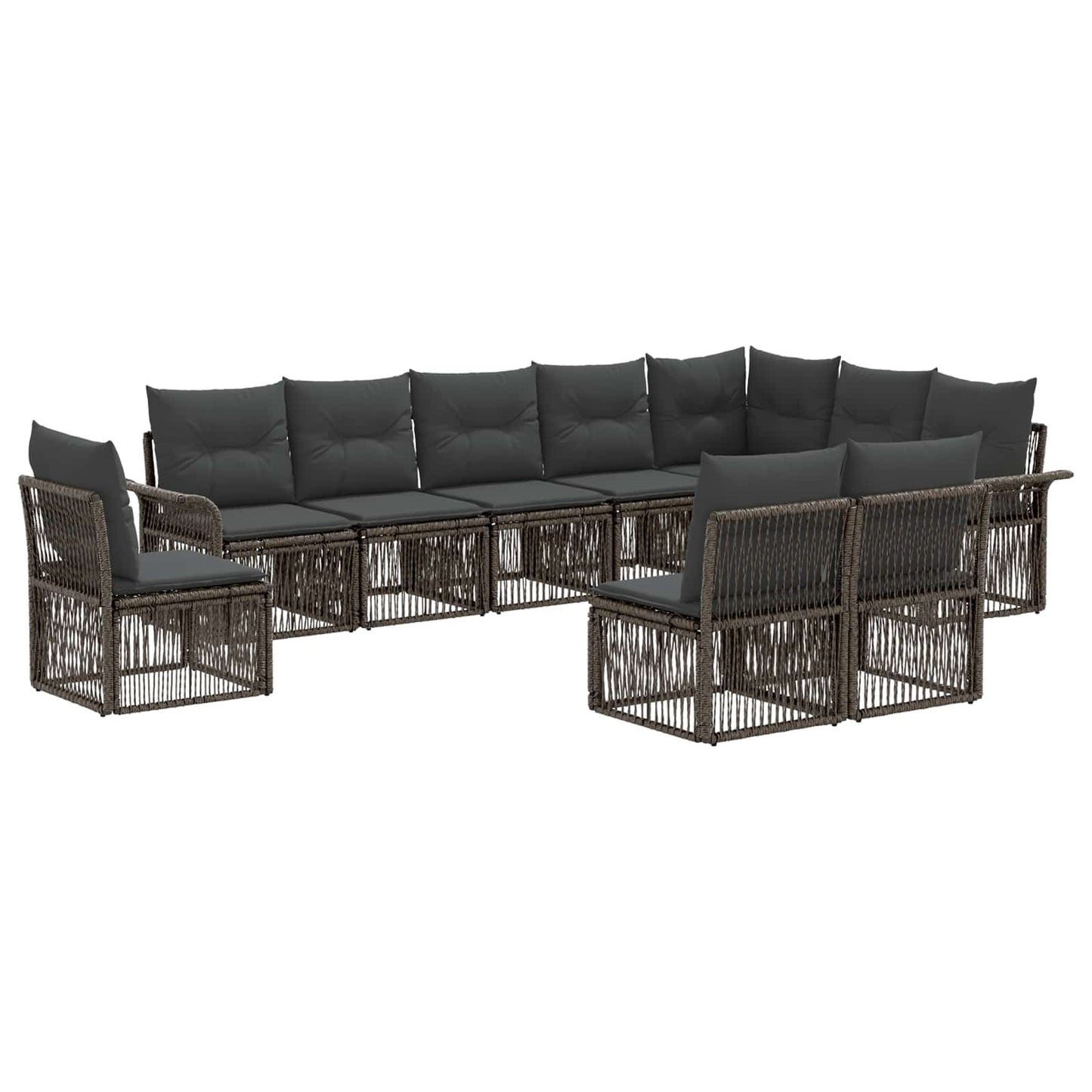 Set Divano da Giardino 10 pcs Grigio polyrattan | homemem39