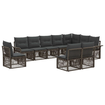 Set Divano da Giardino 10 pcs Grigio polyrattan | homemem39