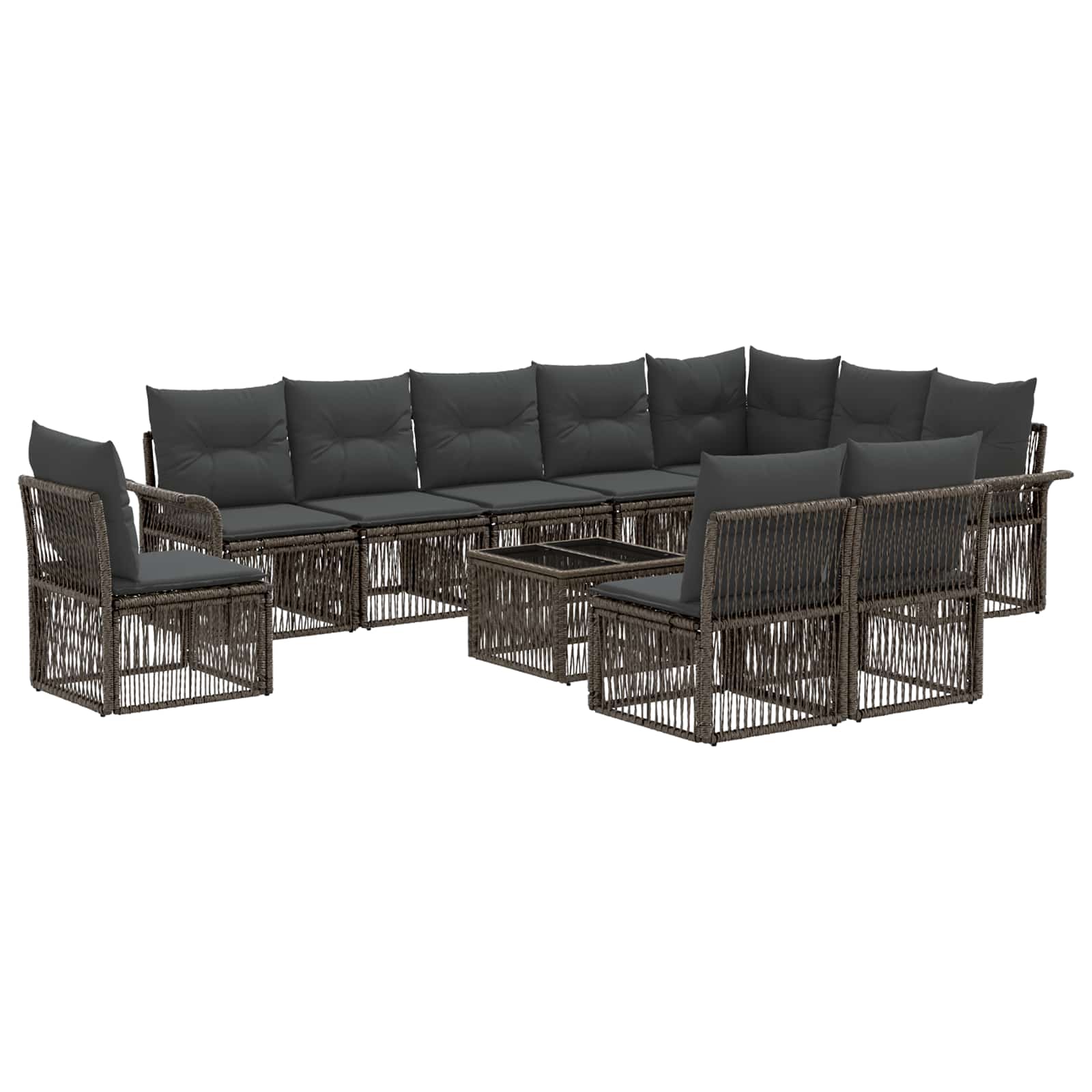 Set Divano da Giardino 11 pcs Grigio polyrattan | homemem39
