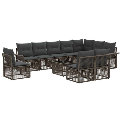 Set Divano da Giardino 11 pcs Grigio polyrattan | homemem39