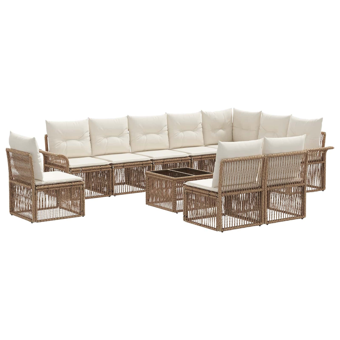 Set Divano da Giardino 11 pcs Beige polyrattan | homemem39