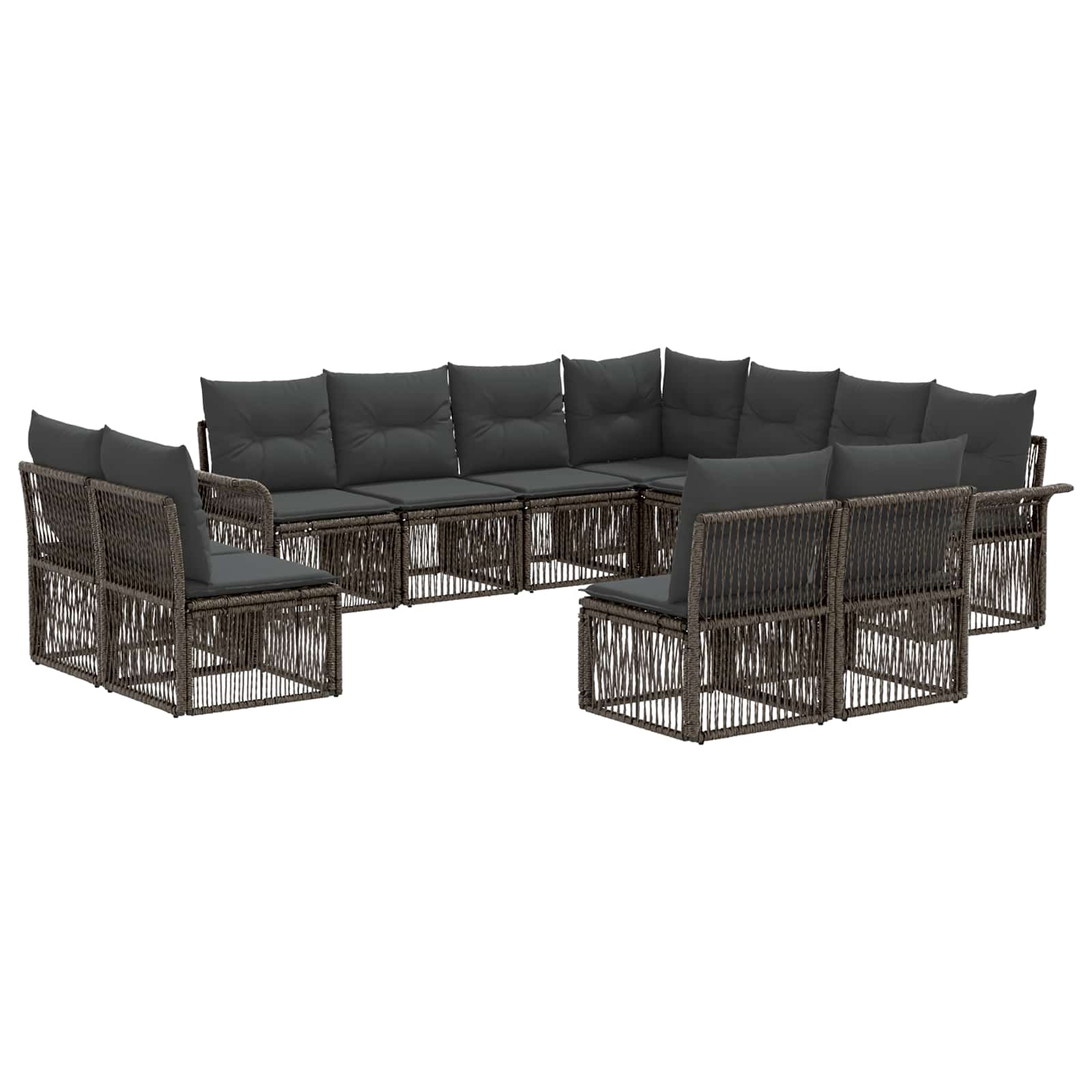 Set Divano da Giardino 11 pcs Grigio polyrattan | homemem39