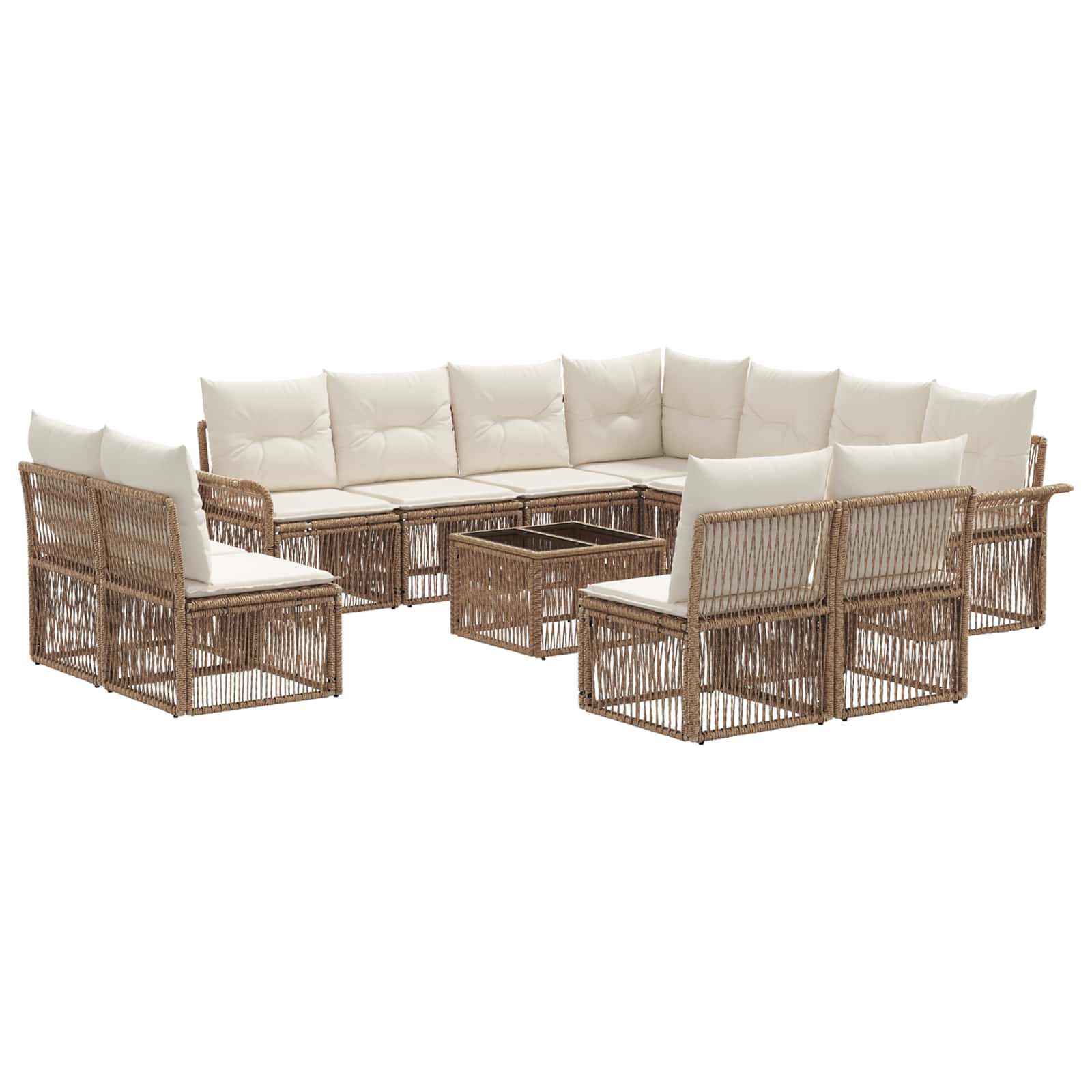 Set Divano da Giardino 12 pcs Beige polyrattan | homemem39
