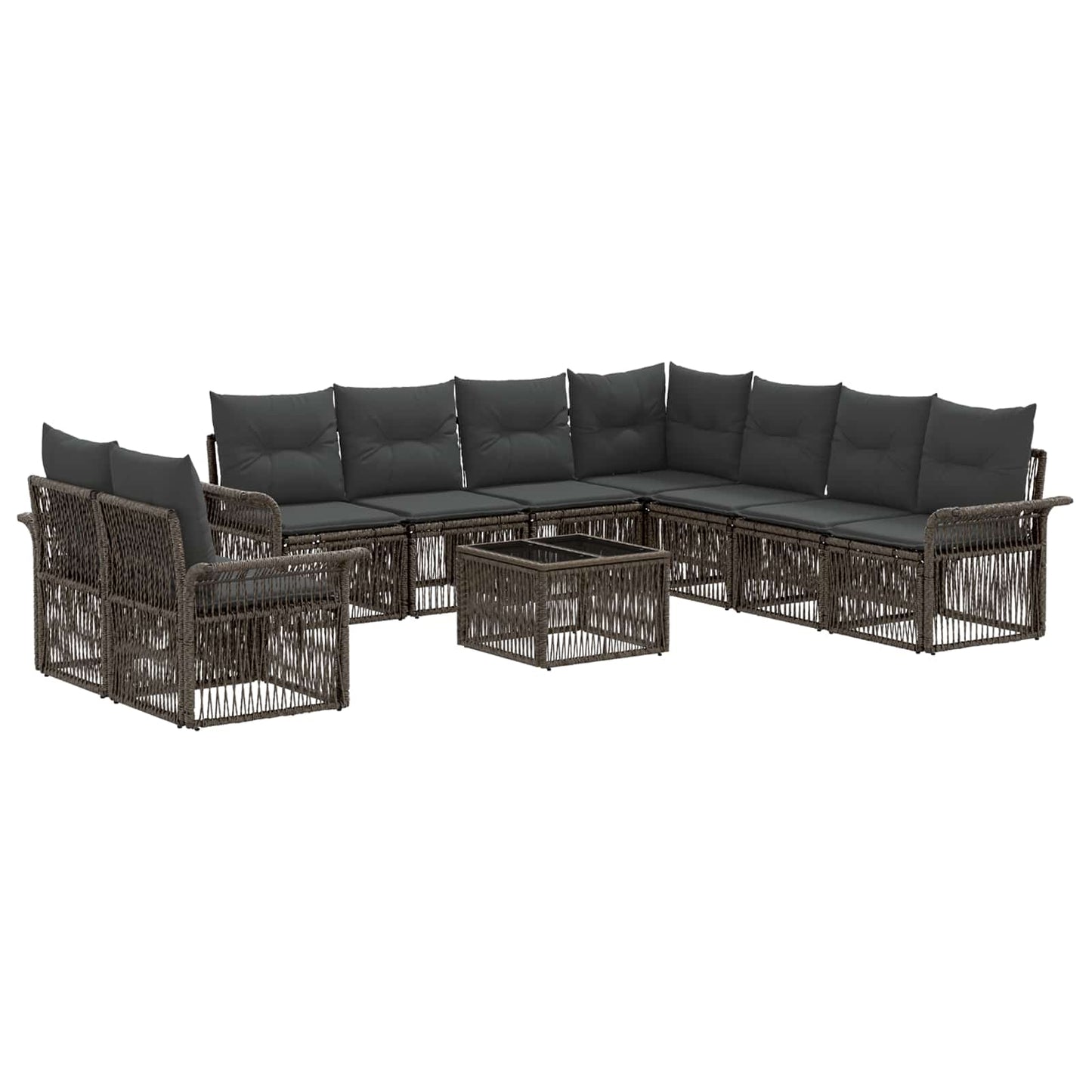 Set Divano da Giardino 10 pcs Grigio polyrattan | homemem39