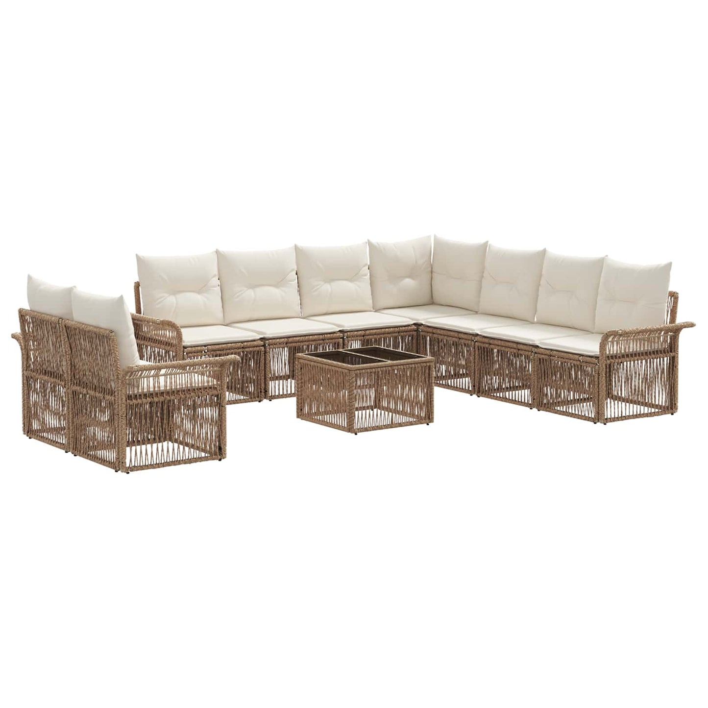 Set Divano da Giardino 10 pcs Beige polyrattan | homemem39