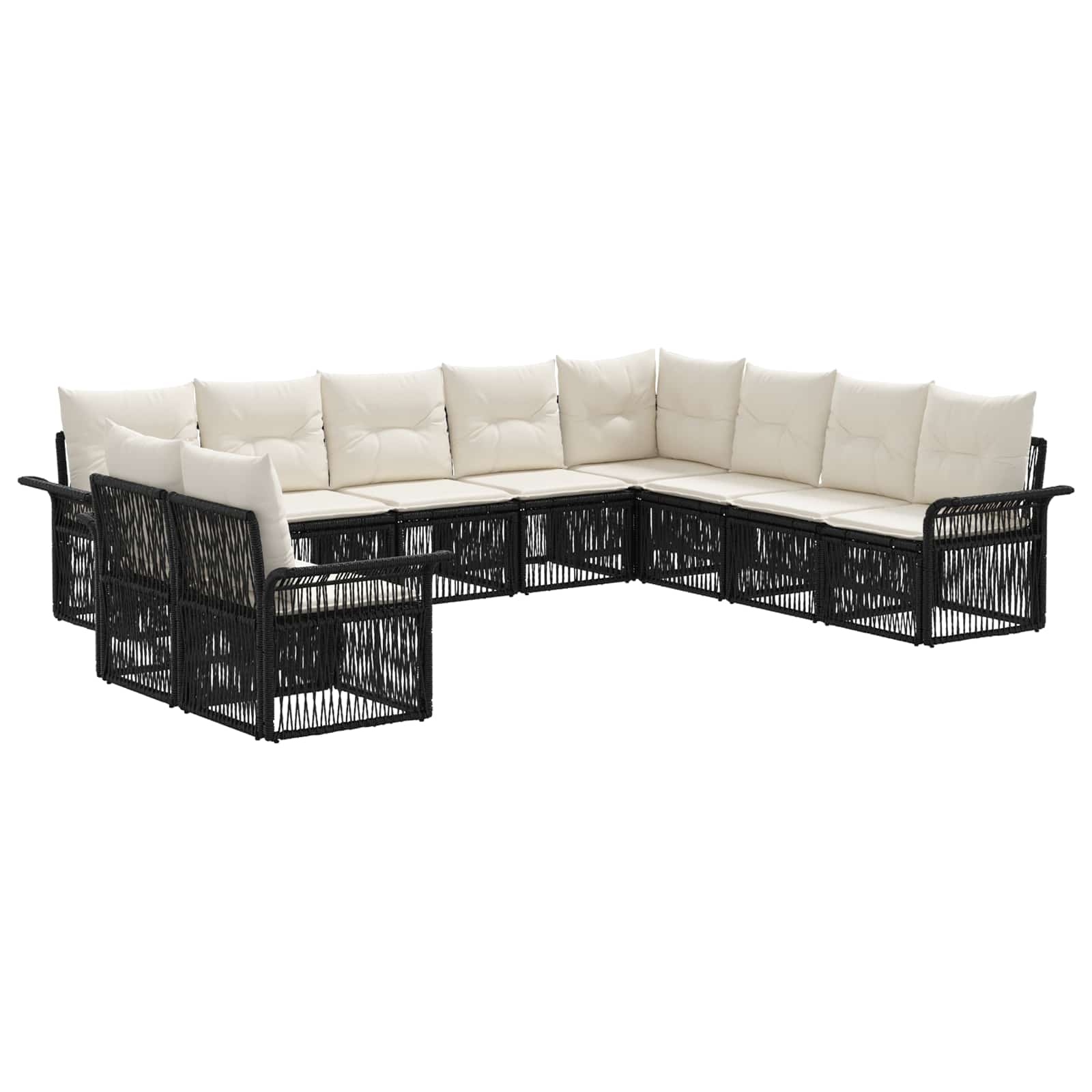Set Divano da Giardino 10 pcs Nero polyrattan | homemem39