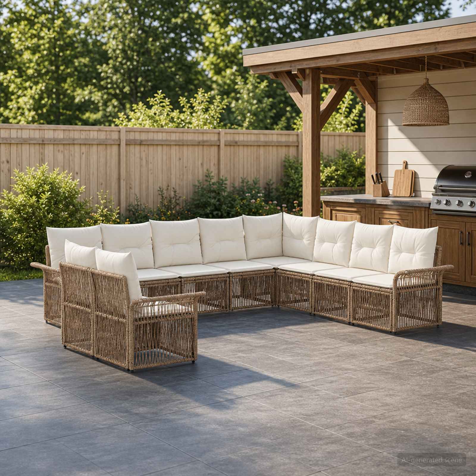 Set Divano da Giardino 10 pcs Beige polyrattan | homemem39