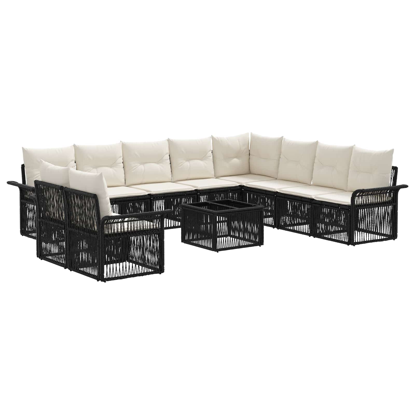 Set Divano da Giardino 11 pcs Nero polyrattan | homemem39