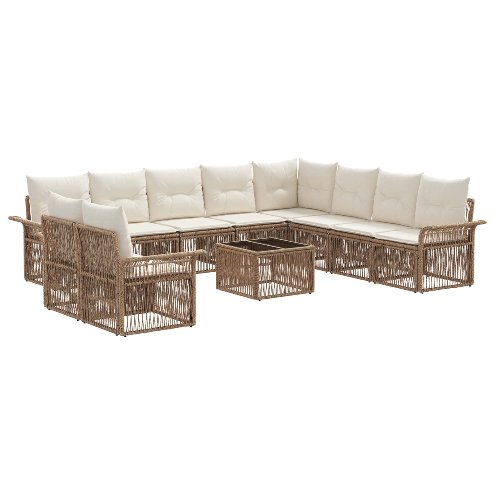 Set Divano da Giardino 11 pcs Beige polyrattan | homemem39
