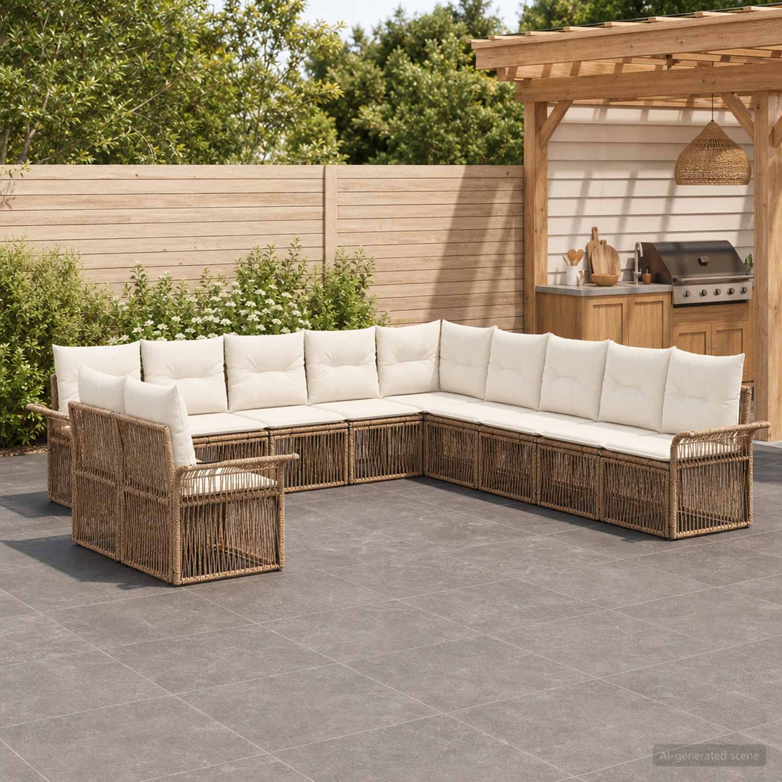 Set Divano da Giardino 11 pcs Beige polyrattan | homemem39