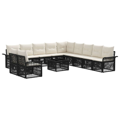 Set Divano da Giardino 12 pcs Nero polyrattan | homemem39