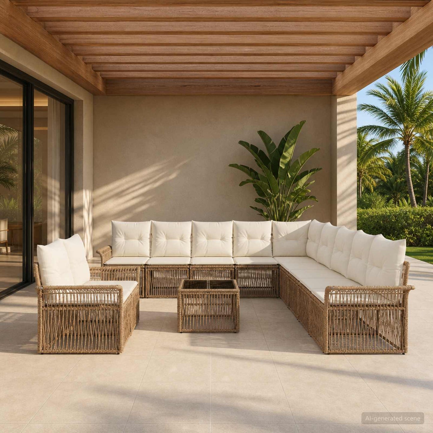Set Divano da Giardino 12 pcs Beige polyrattan | homemem39