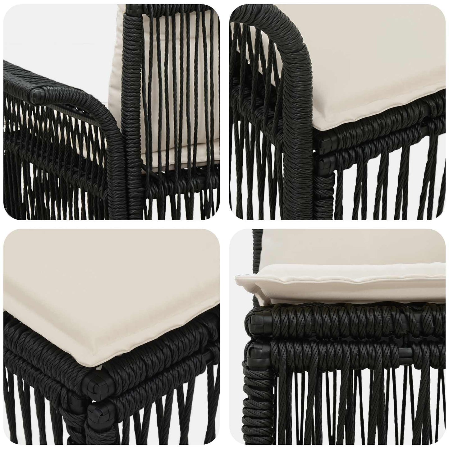 Set Divano da Giardino 7 pz 7-Numero di posti Nero polyrattan | homemem39