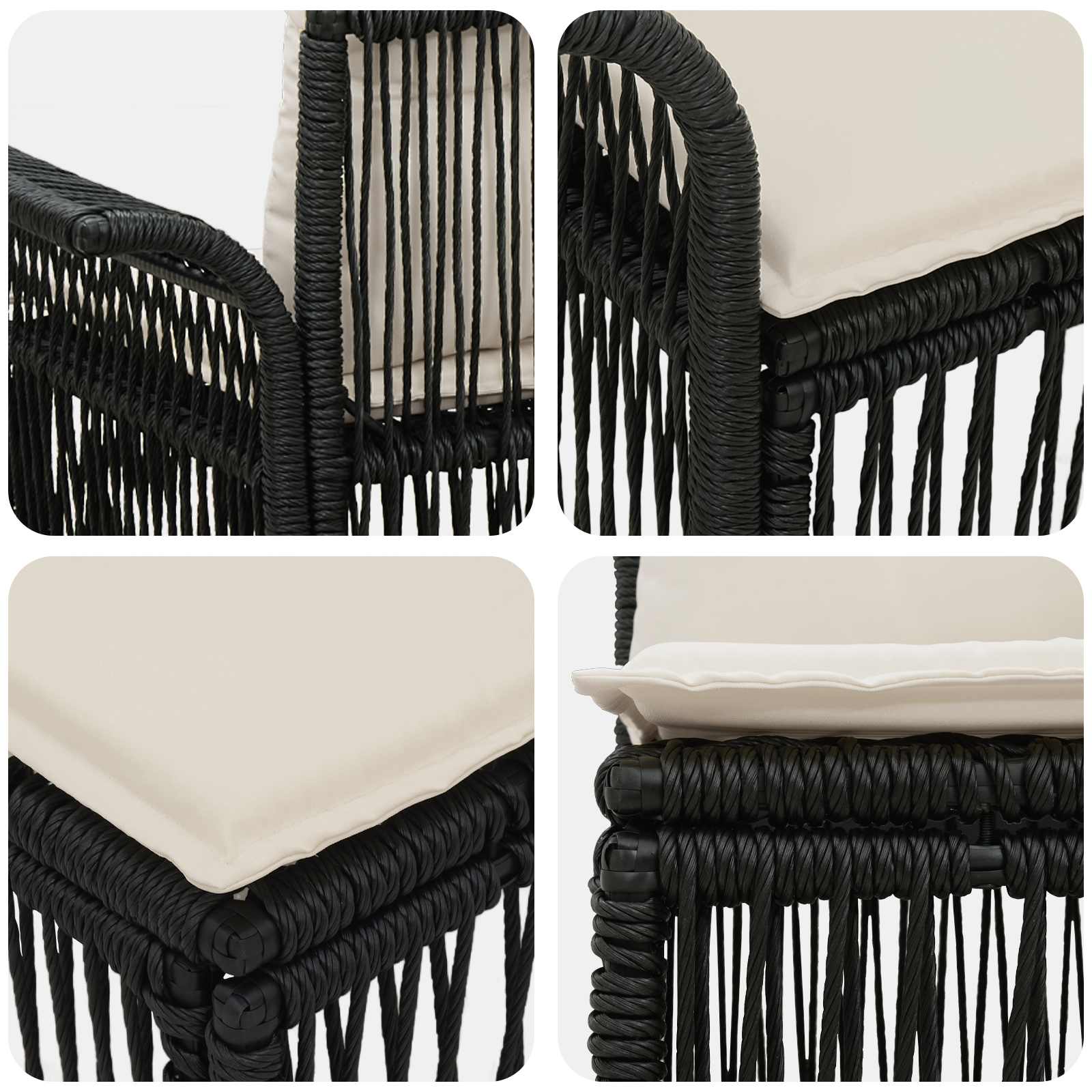 Set Divano da Giardino 7 pz 7-Numero di posti Nero polyrattan | homemem39