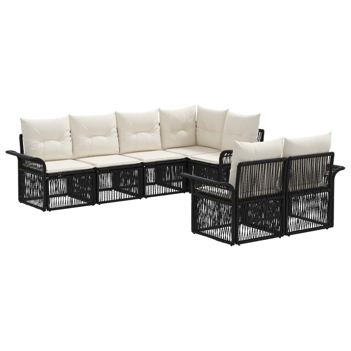 Set Divano da Giardino 7 pz 7-Numero di posti Nero polyrattan | homemem39