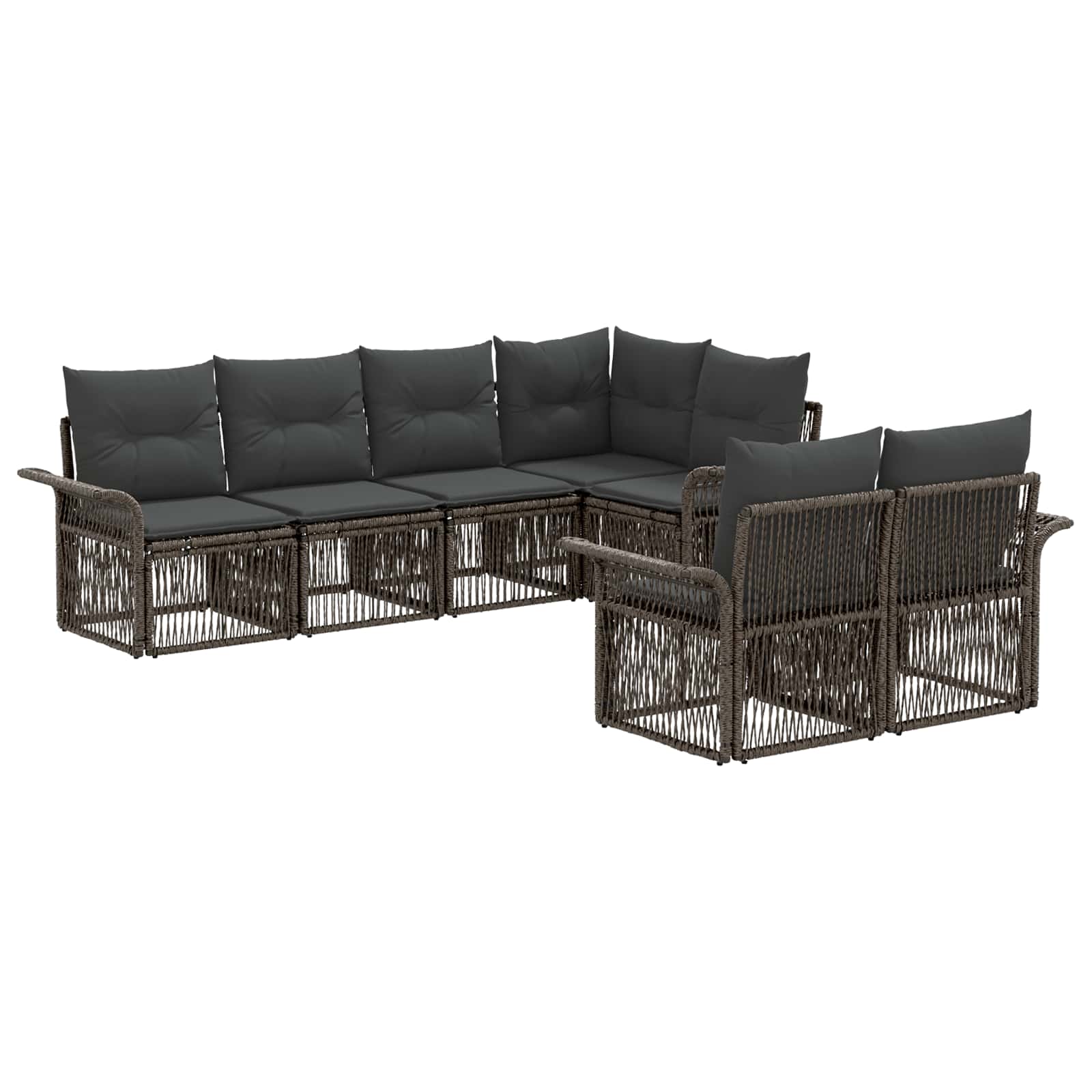 Set Divano da Giardino 7 pz 7-Numero di posti Grigio polyrattan | homemem39
