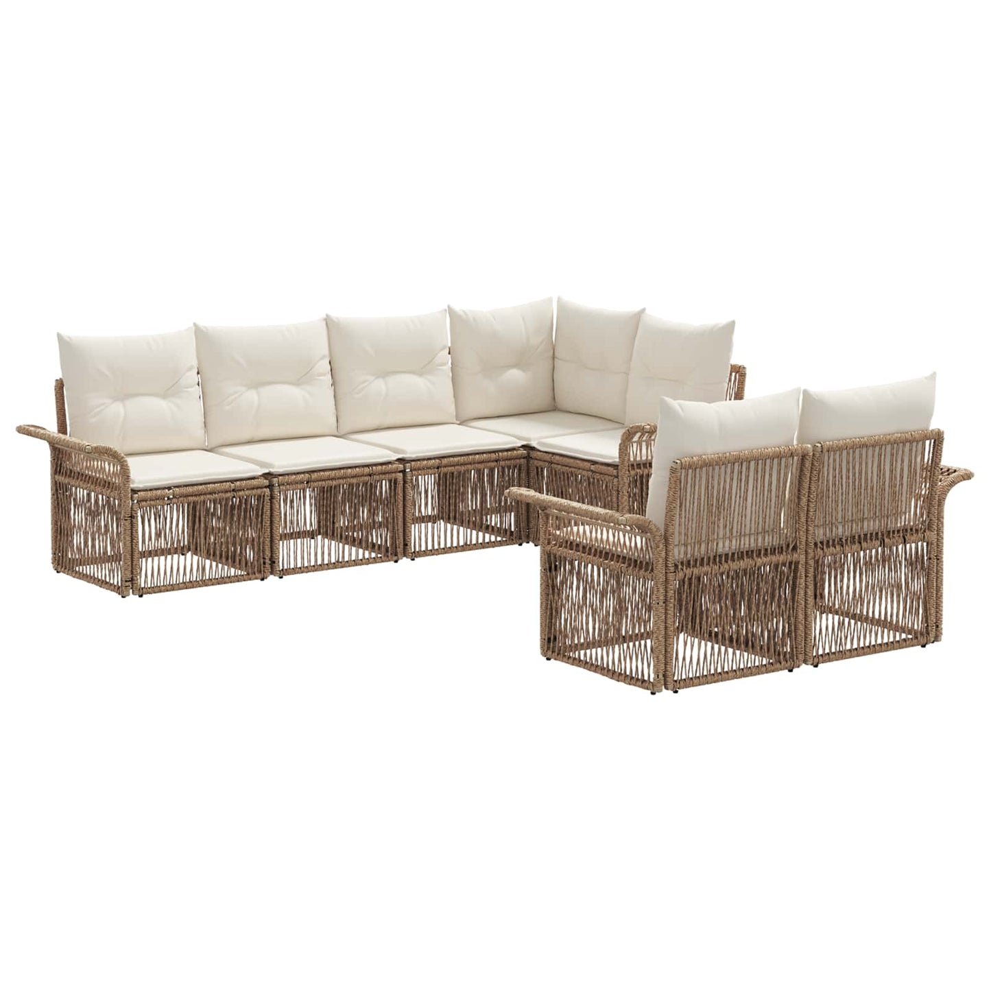 Set Divano da Giardino 7 pz 7-Numero di posti Beige polyrattan | homemem39