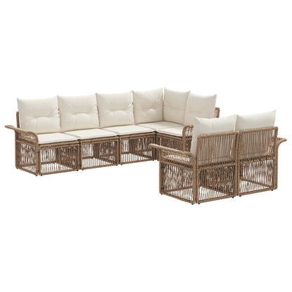 Set Divano da Giardino 7 pz 7-Numero di posti Beige polyrattan | homemem39