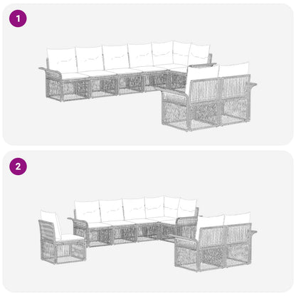 Set Divano da Giardino 8 pcs Nero polyrattan | homemem39