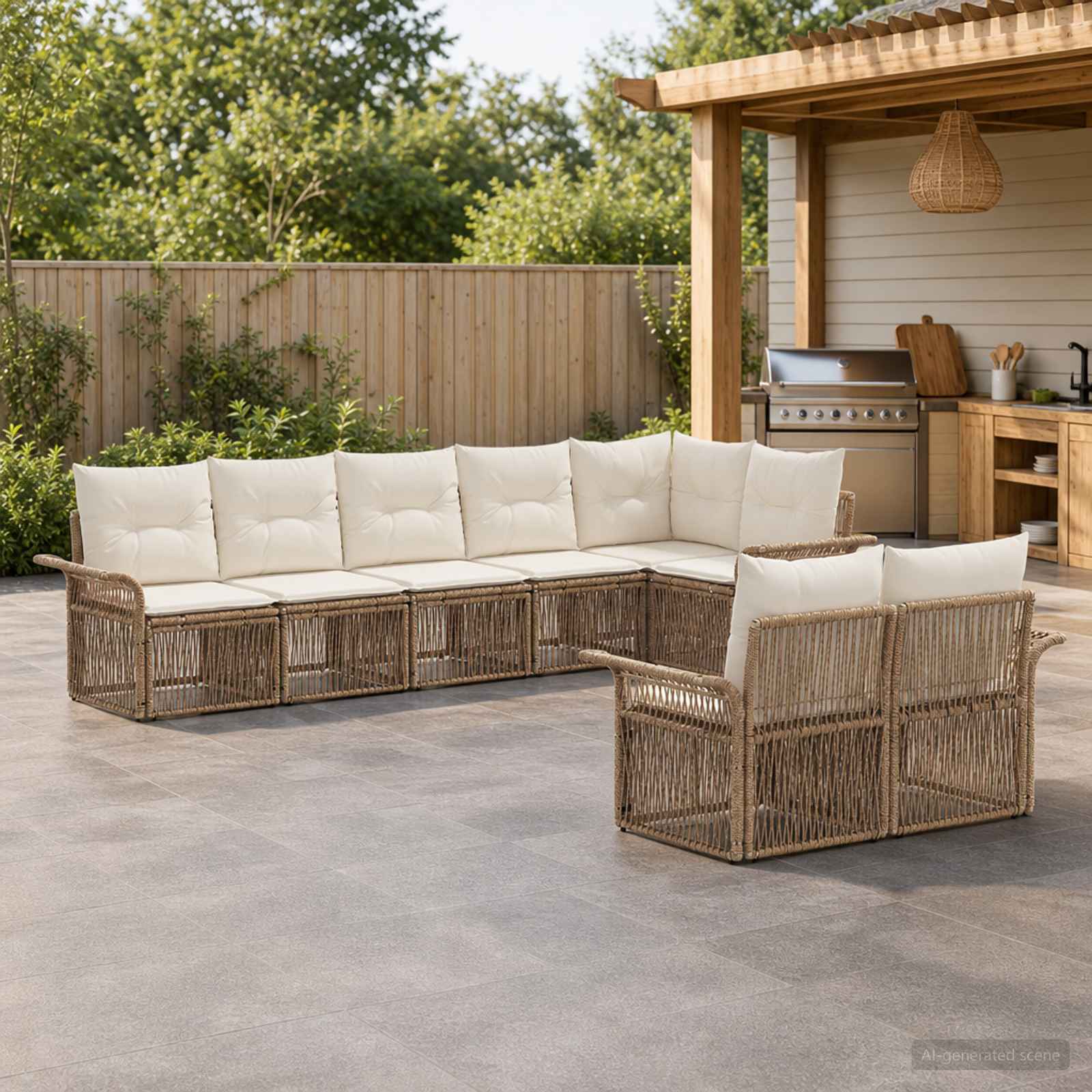 Set Divano da Giardino 8 pcs Beige polyrattan | homemem39
