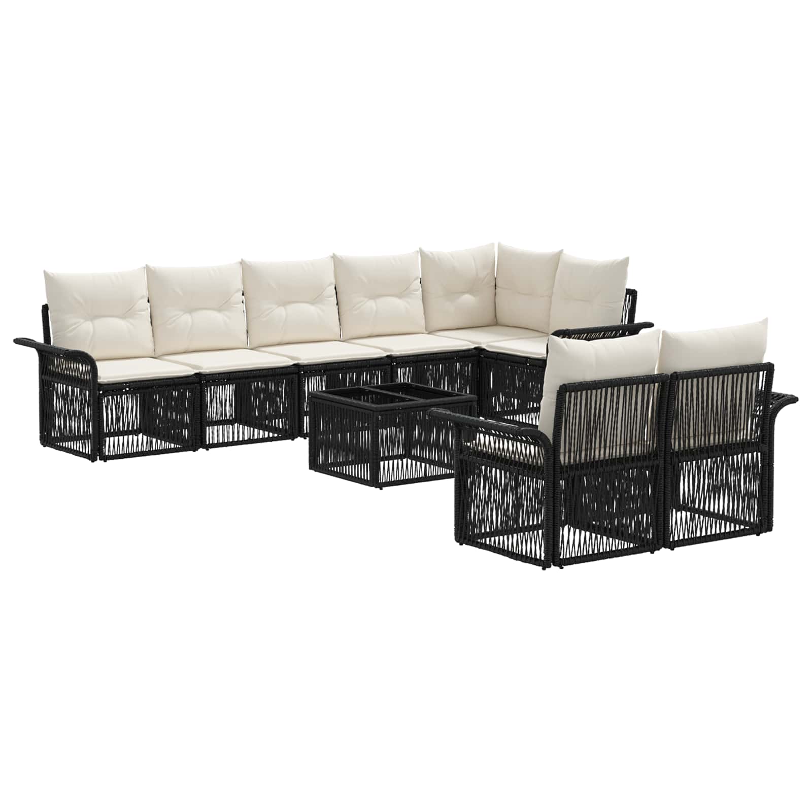 Set Divano da Giardino 9 pcs Nero polyrattan | homemem39