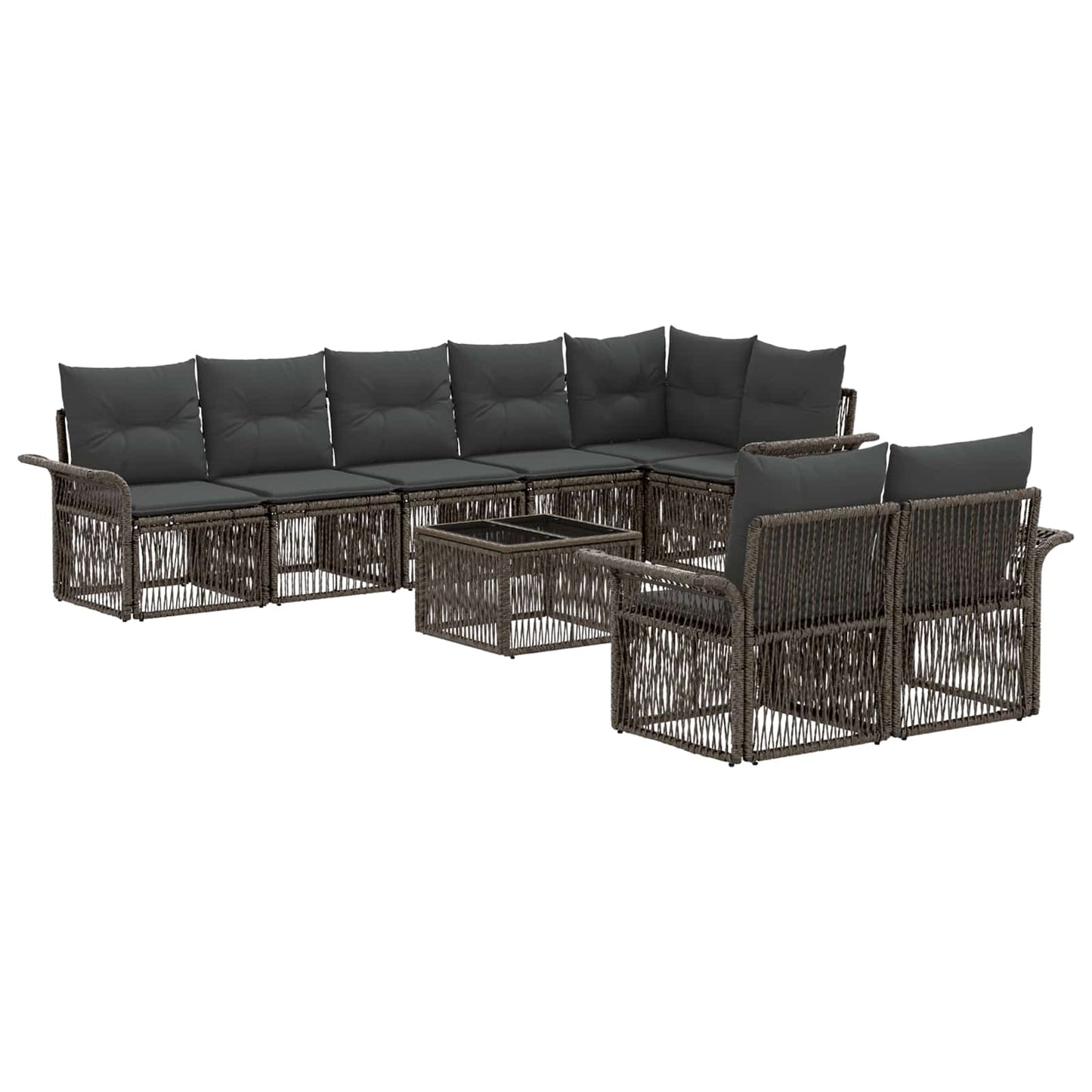 Set Divano da Giardino 9 pcs Grigio polyrattan | homemem39