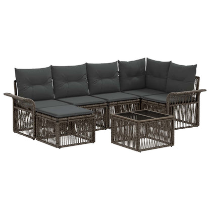 Set Divano da Giardino 7 pcs Grigio polyrattan | homemem39
