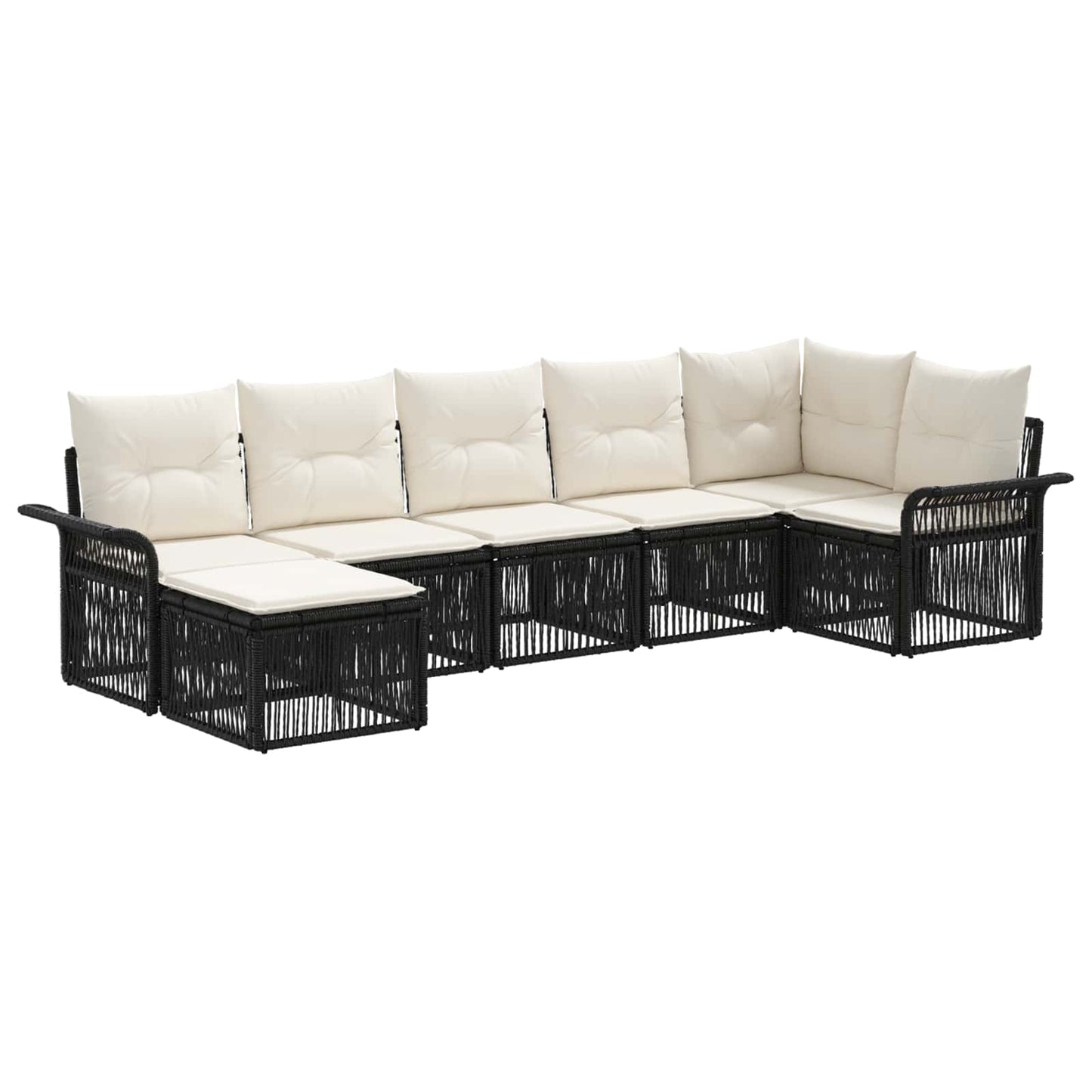 Set Divano da Giardino 7 pcs Nero polyrattan | homemem39