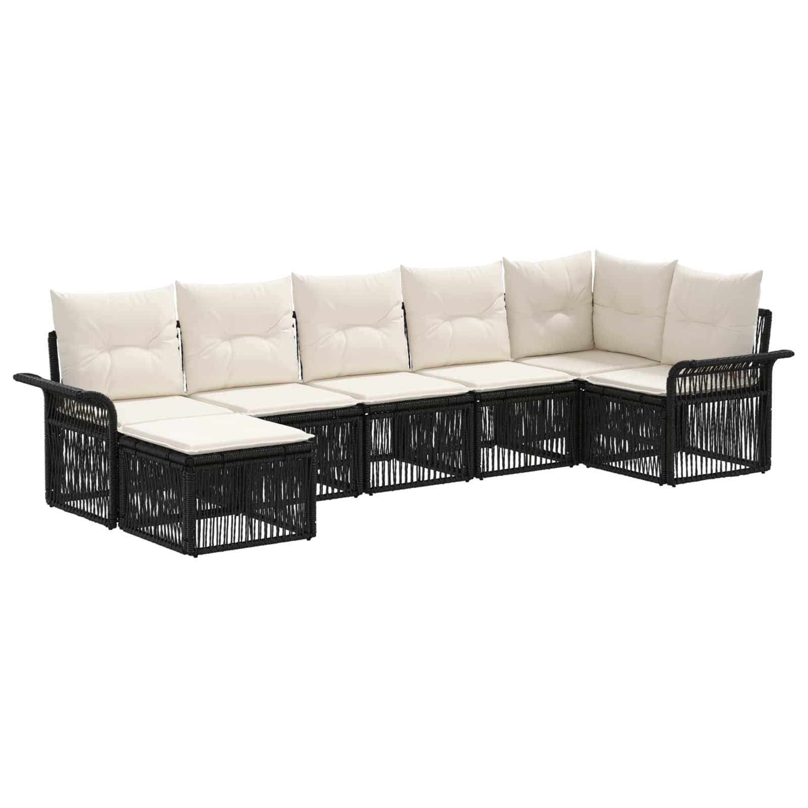 Set Divano da Giardino 7 pcs Nero polyrattan | homemem39