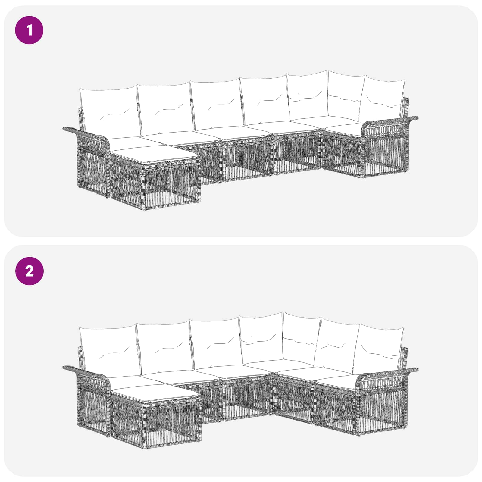 Set Divano da Giardino 7 pcs Nero polyrattan | homemem39