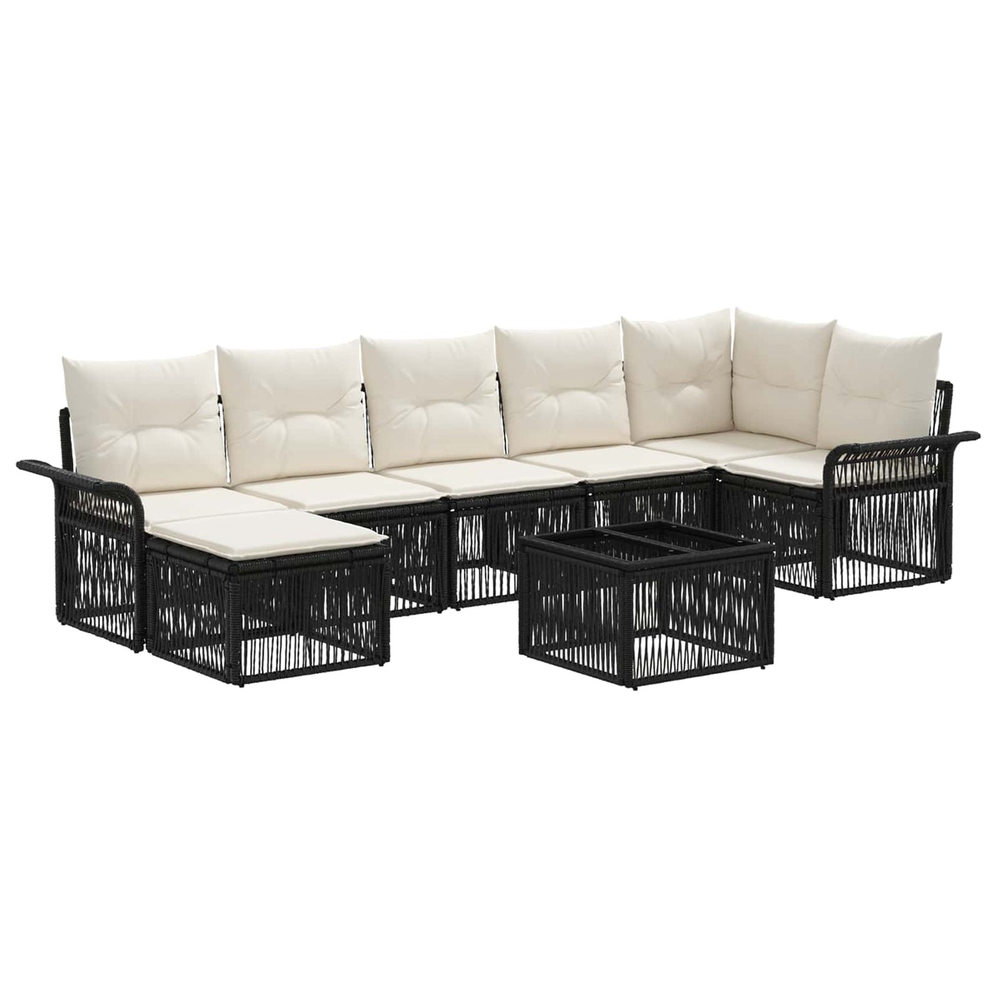 Set Divano da Giardino 8 pcs Nero polyrattan | homemem39
