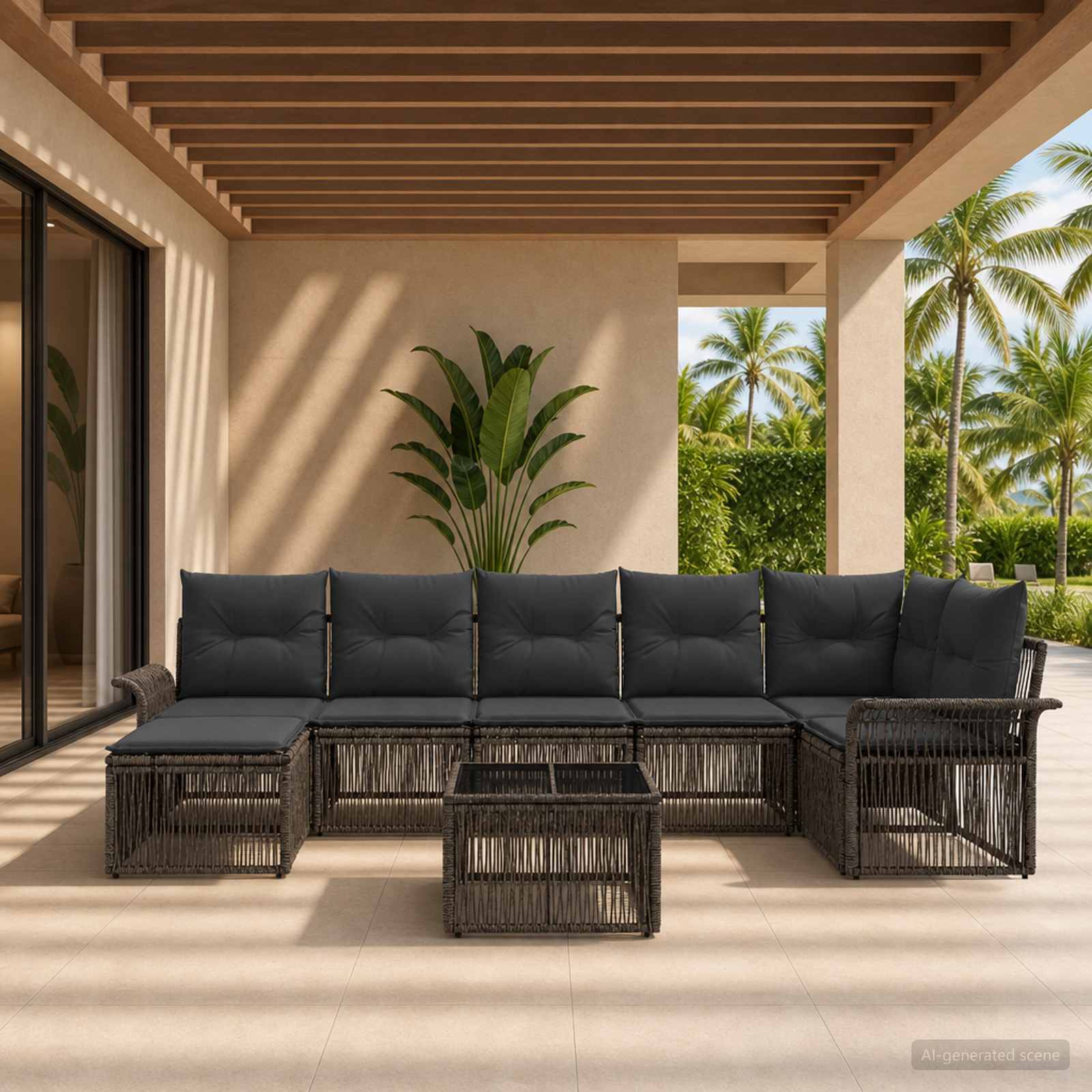 Set Divano da Giardino 8 pcs Grigio polyrattan | homemem39