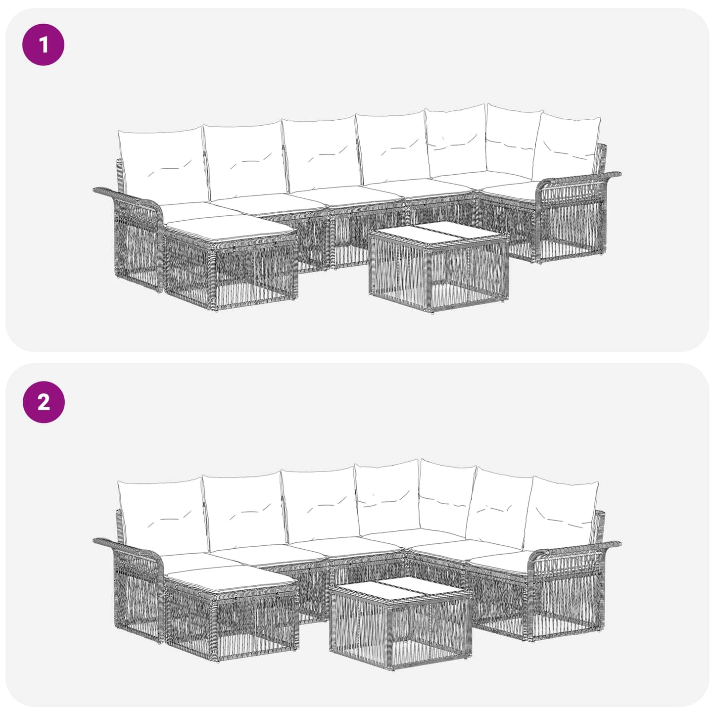 Set Divano da Giardino 8 pcs Grigio polyrattan | homemem39