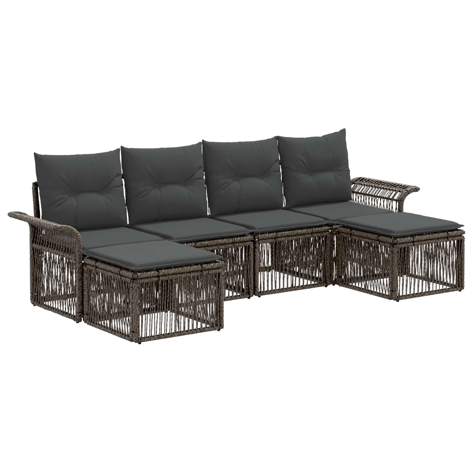 Set Divano da Giardino 6 pcs Grigio polyrattan | homemem39