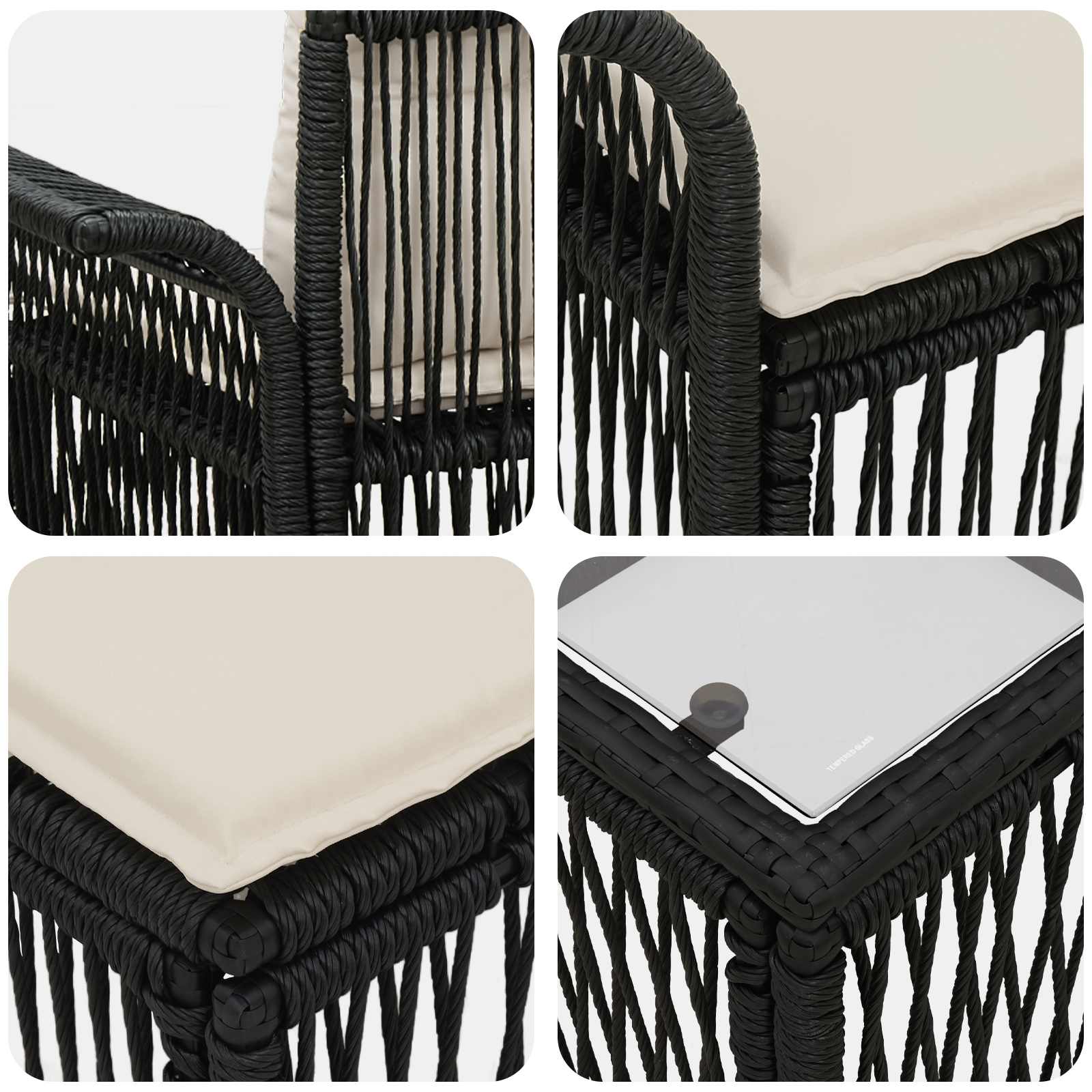 Set Divano da Giardino 7 pcs Nero polyrattan | homemem39