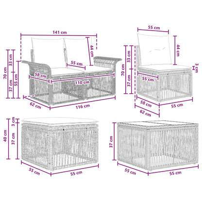 Set Divano da Giardino 7 pcs Grigio polyrattan | homemem39