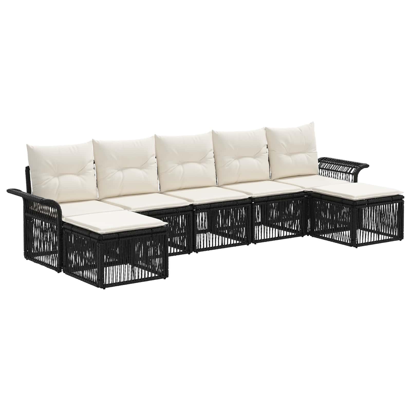Set Divano da Giardino 7 pcs Nero polyrattan | homemem39