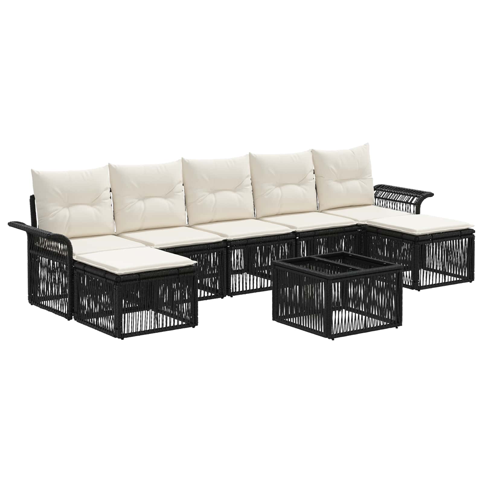 Set Divano da Giardino 8 pcs Nero polyrattan | homemem39
