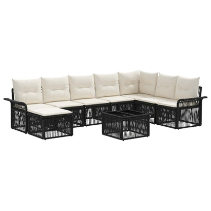 Set Divano da Giardino 9 pcs Nero polyrattan | homemem39