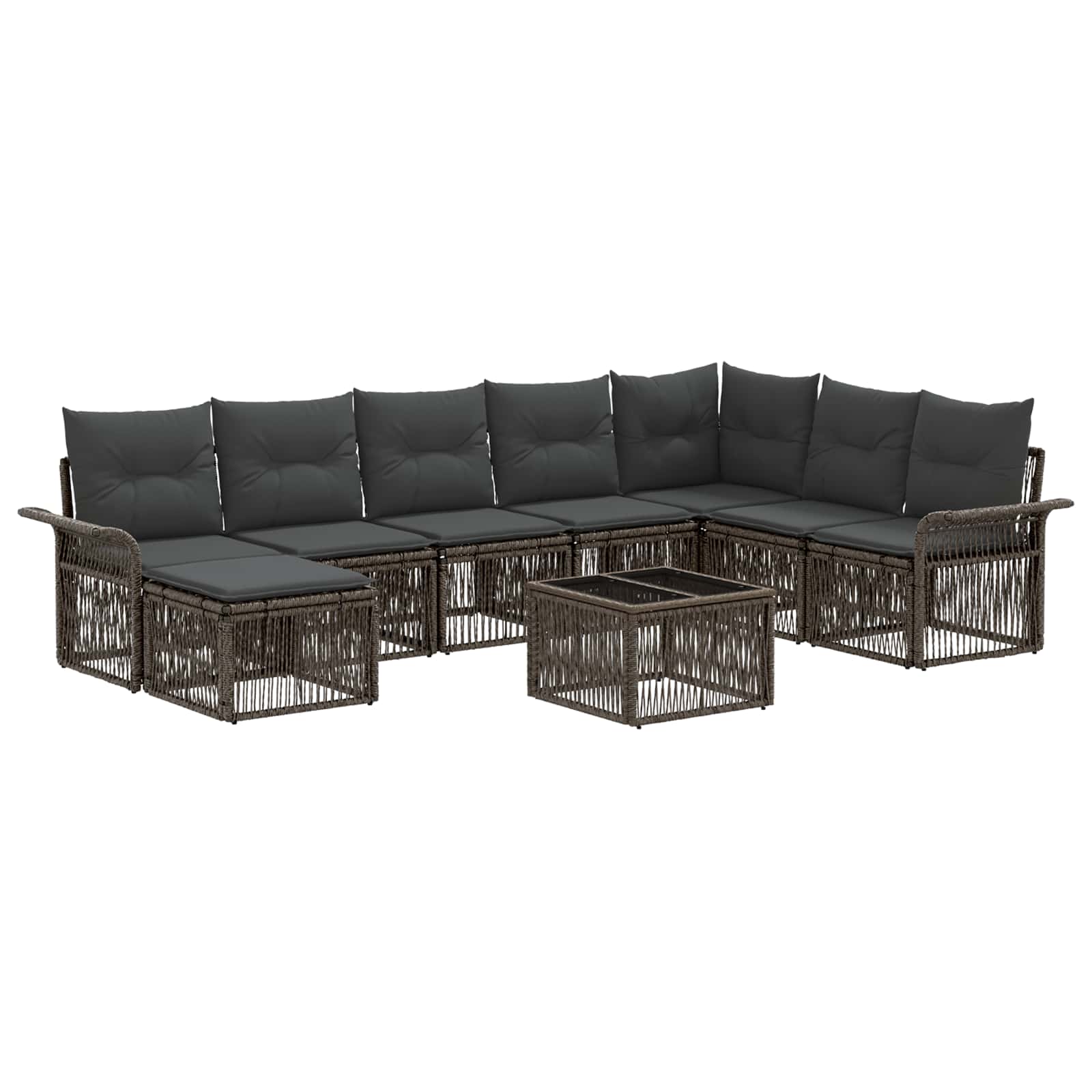 Set Divano da Giardino 9 pcs Grigio polyrattan | homemem39