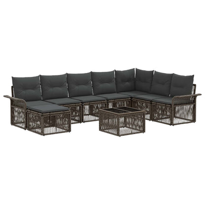 Set Divano da Giardino 9 pcs Grigio polyrattan | homemem39