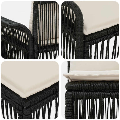 Set Divano da Giardino 6 pz 6-Numero di posti Nero polyrattan | homemem39