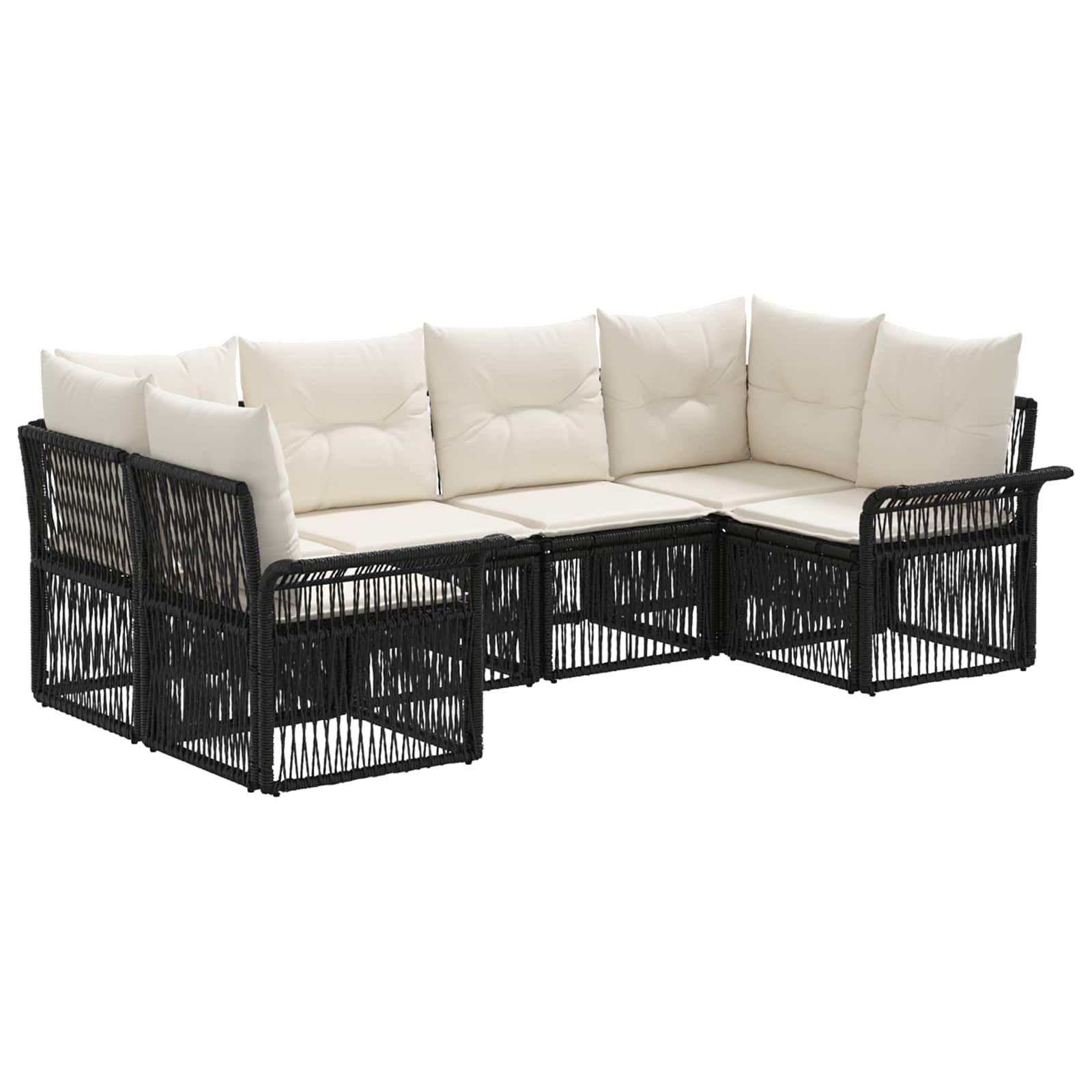 Set Divano da Giardino 6 pz 6-Numero di posti Nero polyrattan | homemem39