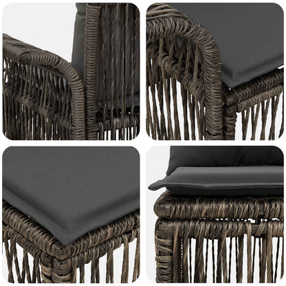 Set Divano da Giardino 6 pz 6-Numero di posti Grigio polyrattan | homemem39